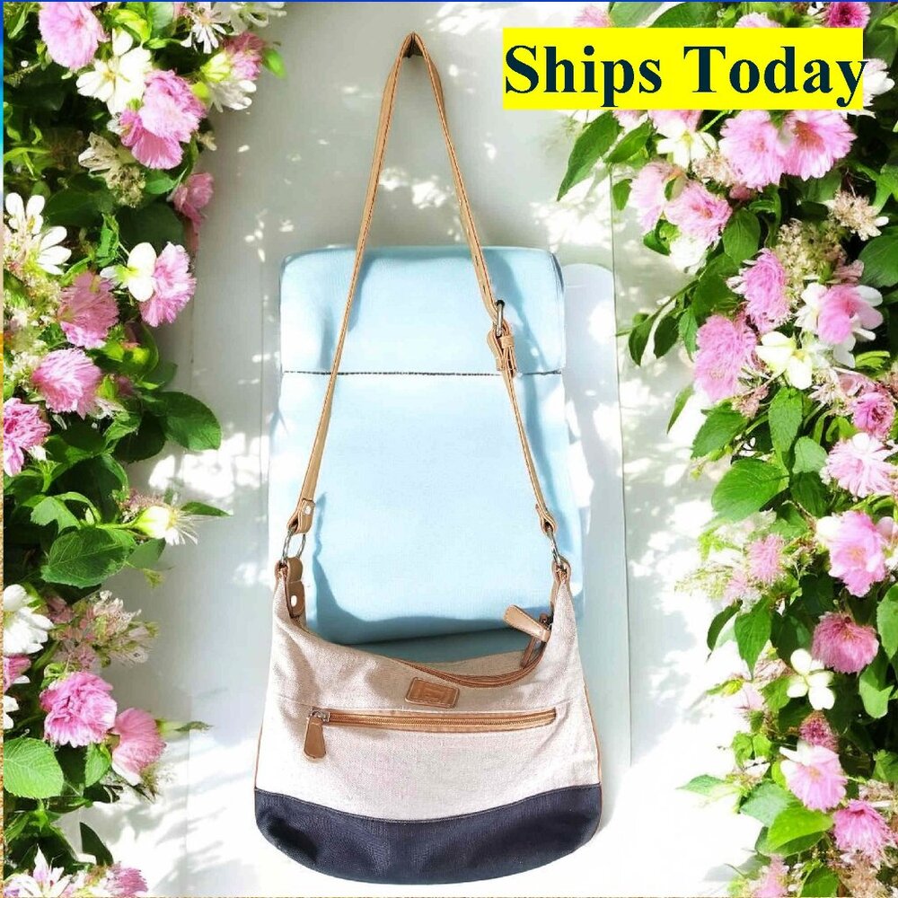 Stone Mountain Beige 70% Cotton 30% Linen Crossbody Purse Shoulder Bag 11676